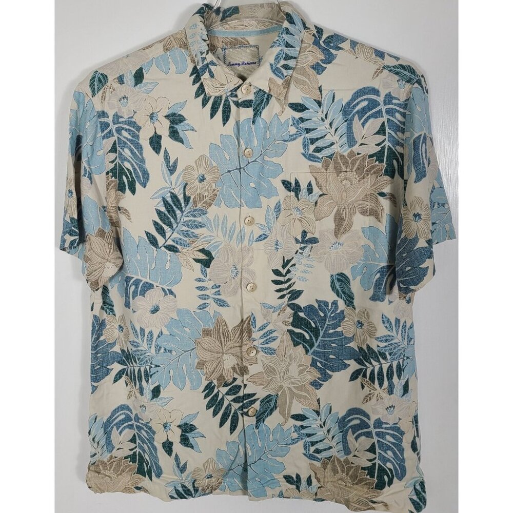 Tommy Bahama Men's Size Large Multicolor Floral Shirt Short Sleeve Button Front